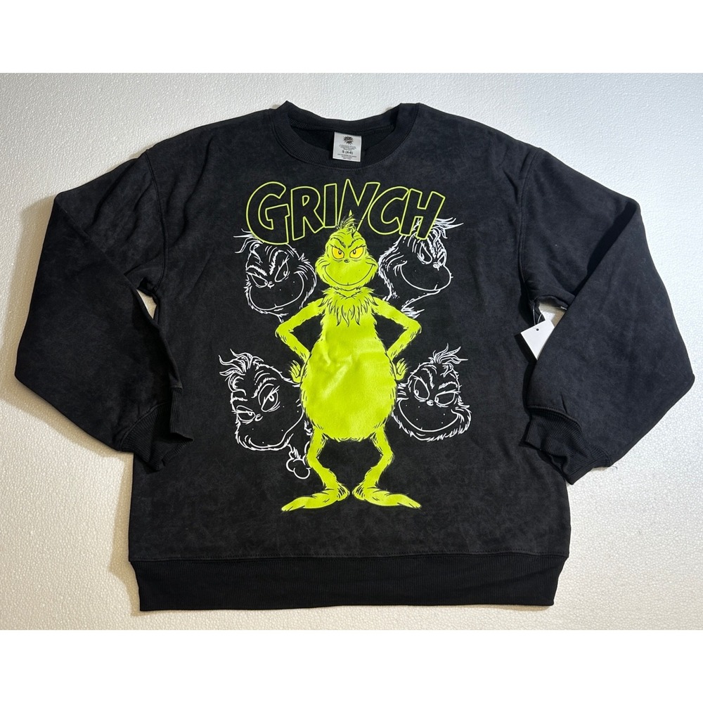 The Grinch Being Nice Is Overrated Graphic Sweatshirt Black Mineral Wash S 4-6